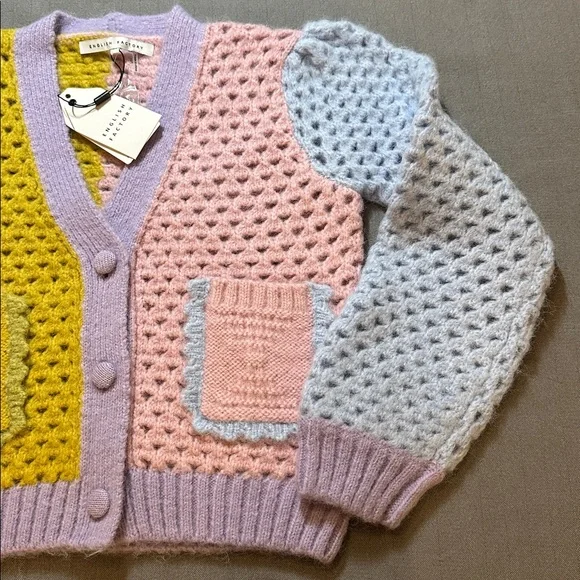 English Factory Pastel Colorblock Sweater Cardigan NWT XS - Picture 2 of 6